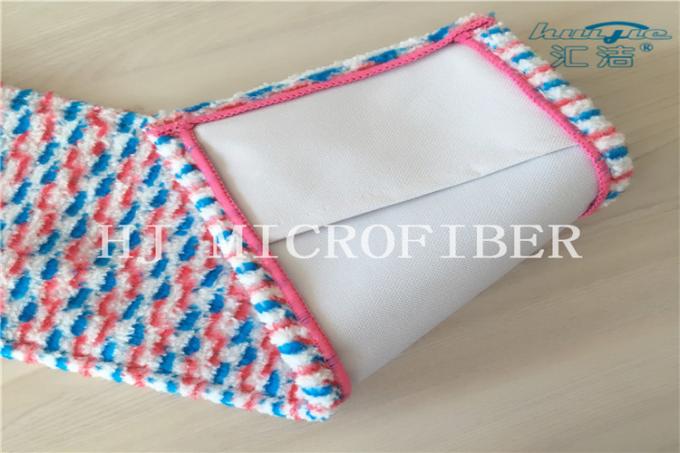 Rotes blaues weißes Farbegarn gefärbte Microfiber-Jacquardwebstuhl-Tasche geformte Mopp-Kopf-Mopp-Ersatz-Auflagen