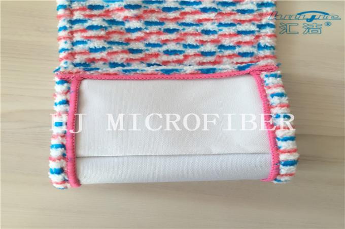 Rotes blaues weißes Farbegarn gefärbte Microfiber-Jacquardwebstuhl-Tasche geformte Mopp-Kopf-Mopp-Ersatz-Auflagen