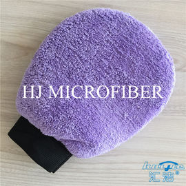 Purpurrotes Auto-Putztuch-Tuch-korallenrote Vlies-Auto-Handhandschuhe Microfiber super saugfähiges